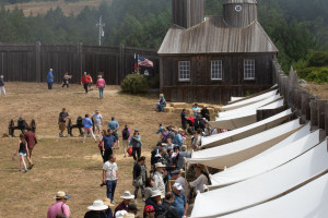 Craft booths leading to the Russian Orthodox Chapel at Fort Ross Festival