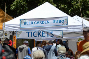 The Beer Garden ticket booth at Fort Ross Festival 