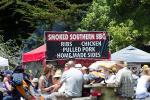 Smokehouse BBQ booth in the International Food Bazaar during Fort Ross Festival